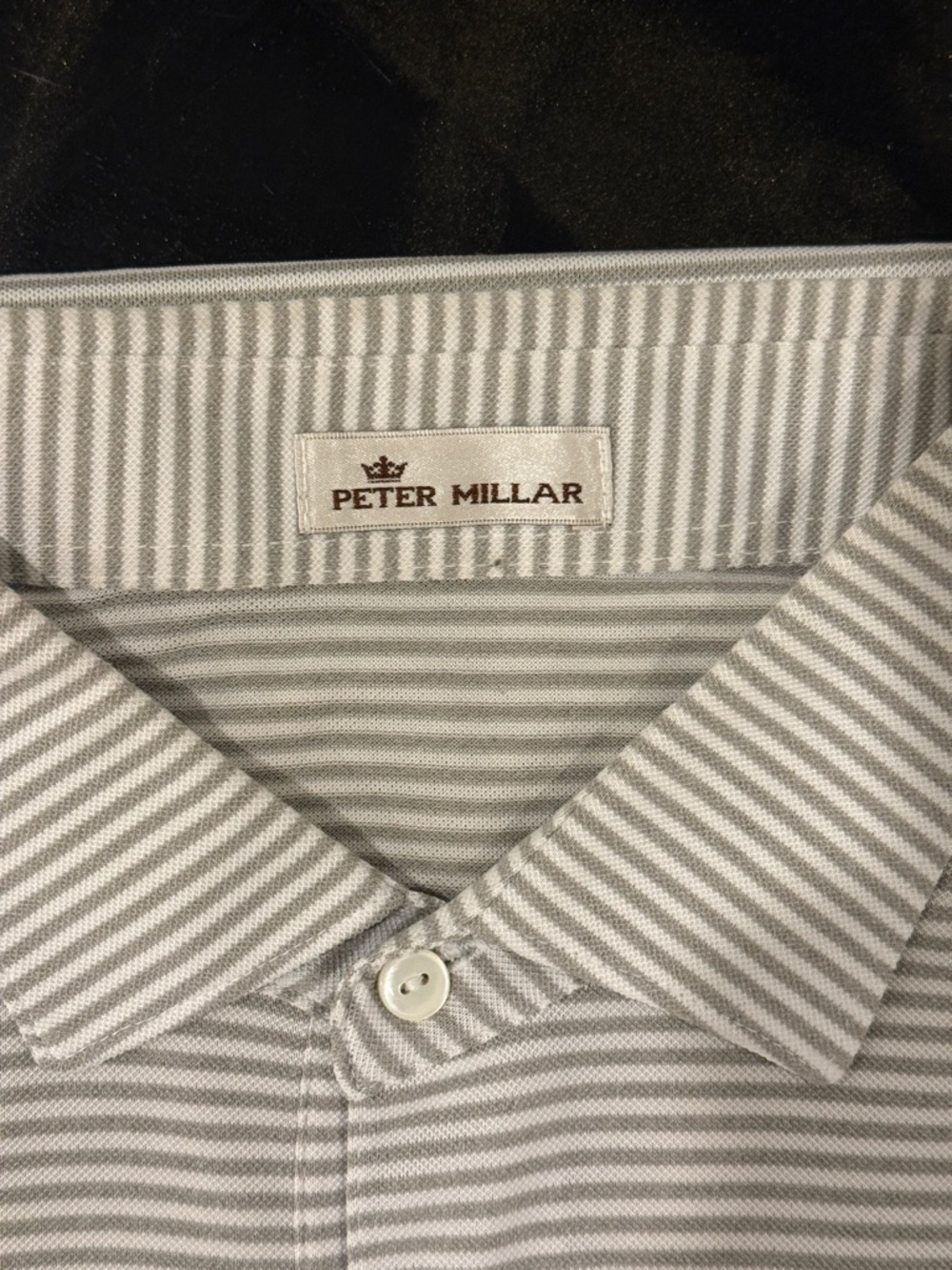 Peter Millar White and Gray Striped Polo Shirt - Picture 4 of 4
